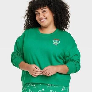 Wondershop Women’s Kinda Naughty Kinda Nice Green Sweatshirt‎ NWT